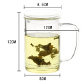 Taza de vidrio de té transparente reutilizable con filtro